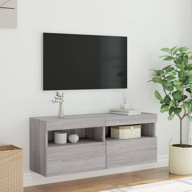 vidaXL Tv-wandmeubel met LED-verlichting 100x30x40 cm grijs sonoma