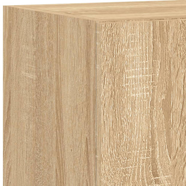 vidaXL 4-delige Tv-wandmeubelset met LED bewerkt hout sonoma eiken