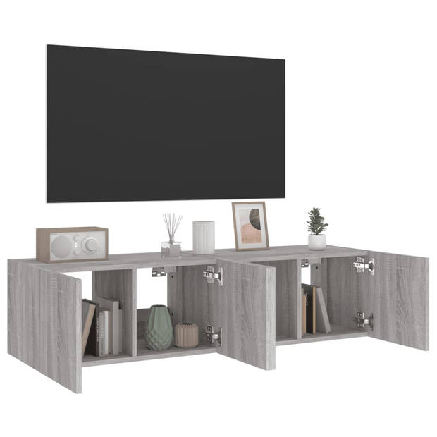 vidaXL Tv-wandmeubelen met LED 2 st 60x35x31 cm grijs sonoma eiken