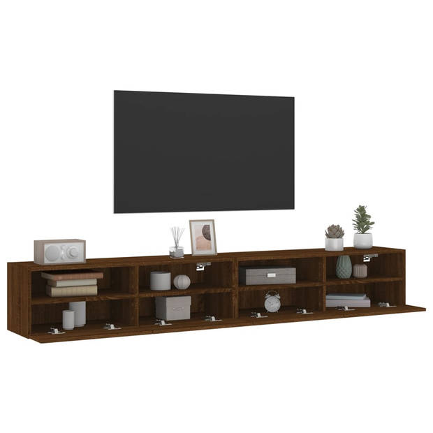 vidaXL Tv-wandmeubels 2 st 100x30x30 cm bewerkt hout bruin eikenkleur