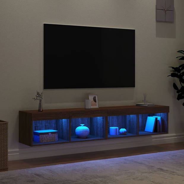 vidaXL Tv-meubels met LED-verlichting 2 st 80x30x30 cm bruineikenkleur