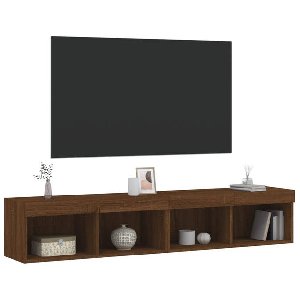 vidaXL Tv-meubels met LED-verlichting 2 st 80x30x30 cm bruineikenkleur