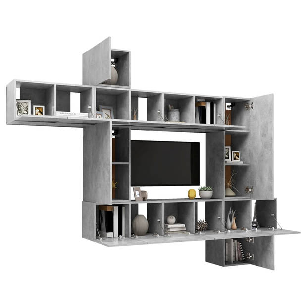 vidaXL 10-delige Tv-meubelset bewerkt hout betongrijs