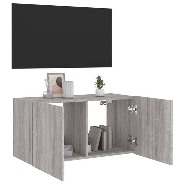 vidaXL Tv-wandmeubel met LED-verlichting 80x35x41 cm grijs sonoma