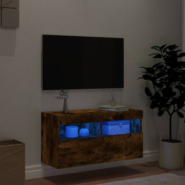 vidaXL Tv-wandmeubel met LED-verlichting 80x30x40 cm gerookt eiken