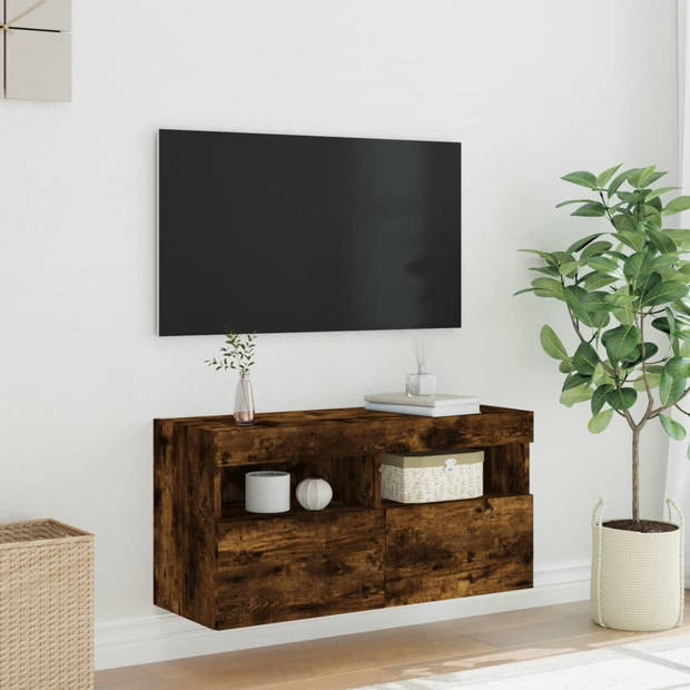 vidaXL Tv-wandmeubel met LED-verlichting 80x30x40 cm gerookt eiken