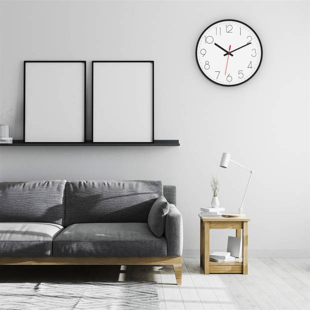 Intirilife wandklok in zwart - wit met 30,5 cm diameter - praktische tijdweergave chronometer stijlvol voor elke kamer