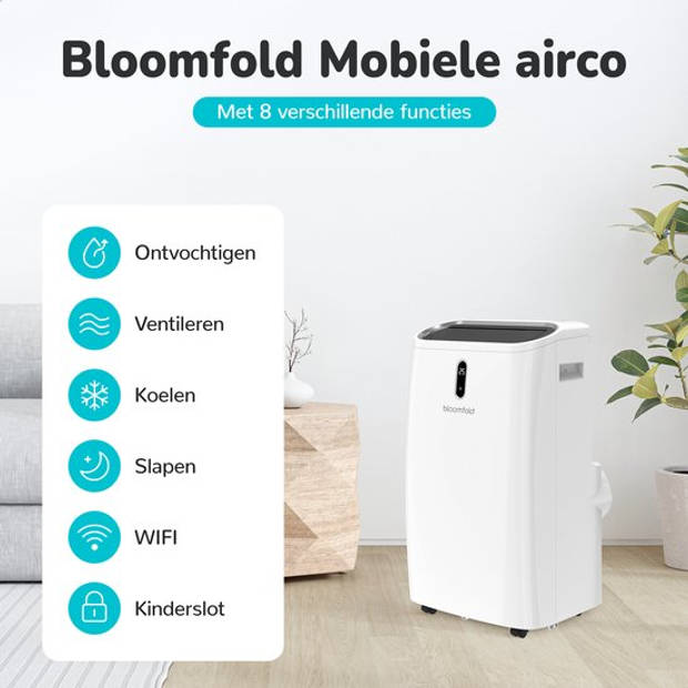 Bloomfold Mobiele Airco - 12.000 BTU - 4-in-1 - tot 35m² koelen