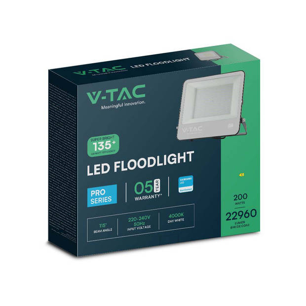 V-TAC VT-44101 LED Schijnwerpers - Zwart - 135lm/w - Samsung - IP65 - 100 Watt - 11480 Lumen - 4000K - 5 Jaar