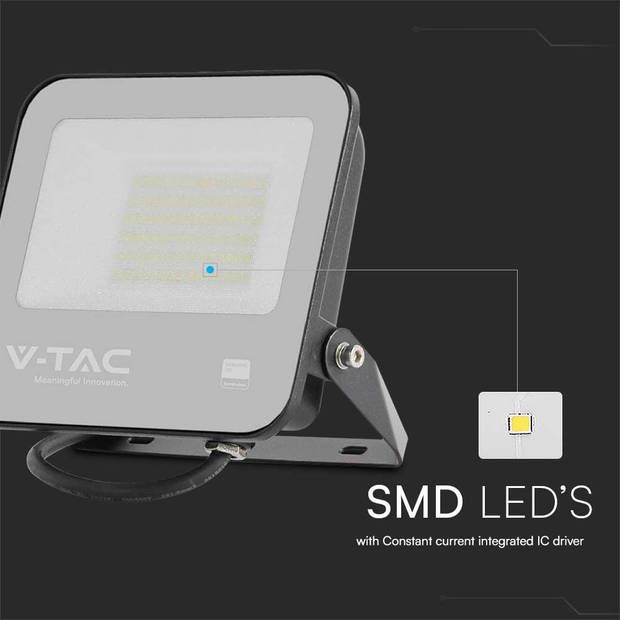 V-TAC VT-4455 LED Schijnwerpers - Zwart - 135lm/w - Samsung - IP65 - 50 Watt - 5740 Lumen - 6500K - 5 Jaar