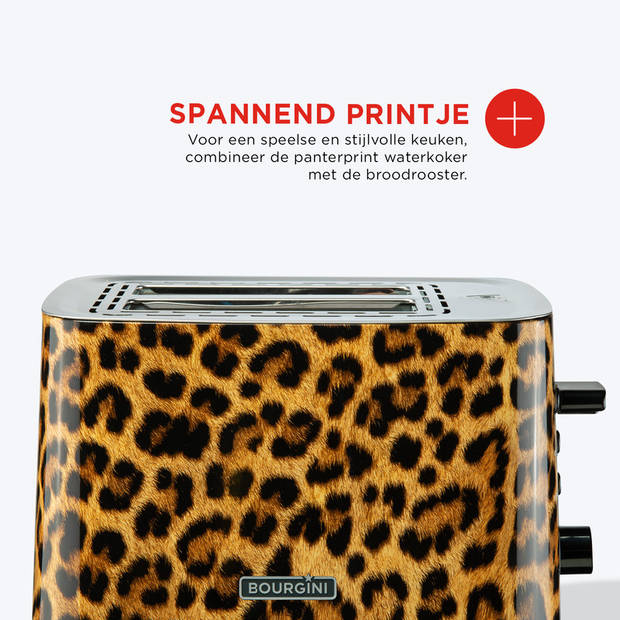 Stijlvolle Bourgini Panther Toaster - Panterprint Broodrooster voor Perfecte Toast