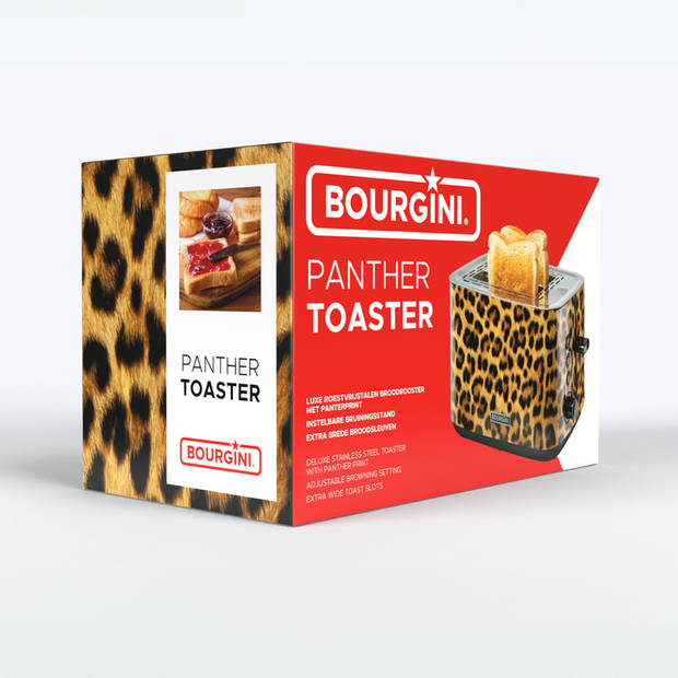 Stijlvolle Bourgini Panther Toaster - Panterprint Broodrooster voor Perfecte Toast