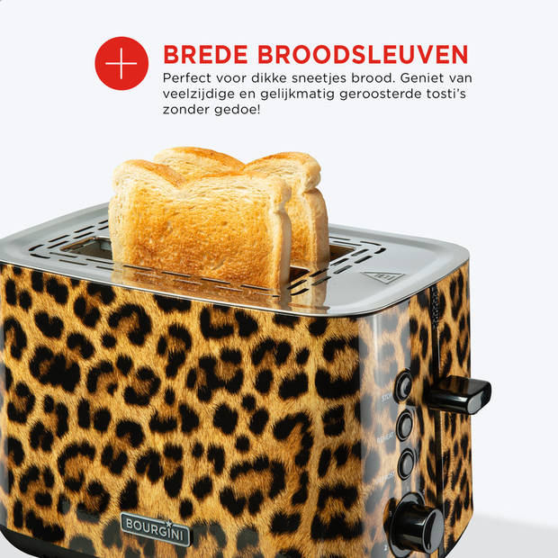 Stijlvolle Bourgini Panther Toaster - Panterprint Broodrooster voor Perfecte Toast