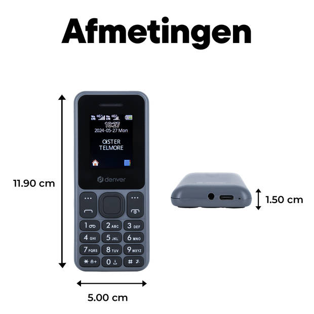 Denver Senioren Mobiele Telefoon 4G - Grote Toetsen - GSM - Simlockvrij - Bluetooth - FAS1860L