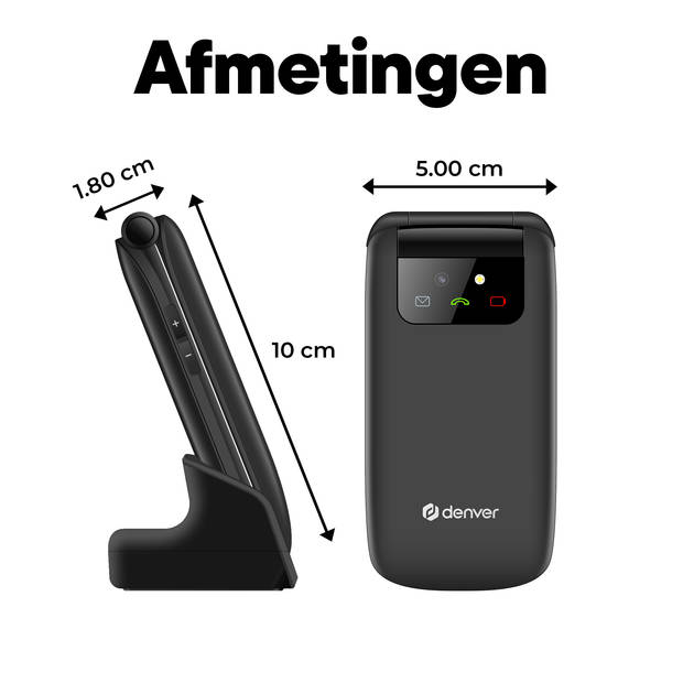 Denver Senioren Mobiele Telefoon 4G - Grote Toetsen - SOS knop - GSM - Simlockvrij - Bluetooth - BAS24600L