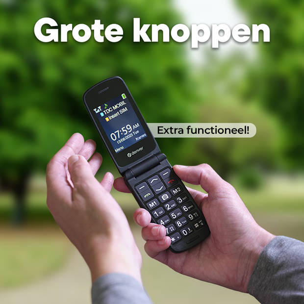 Denver Senioren Mobiele Telefoon 4G - Grote Toetsen - SOS knop - GSM - Simlockvrij - Bluetooth - BAS24600L