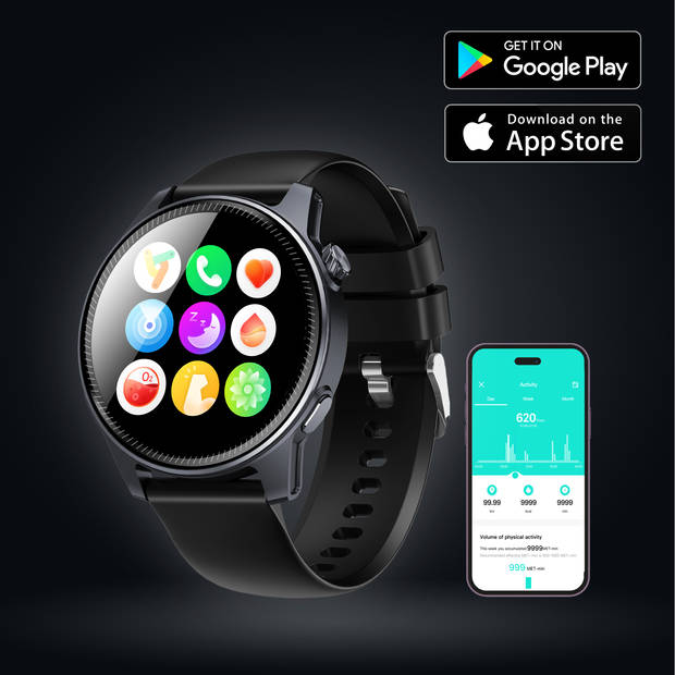 Denver Smartwatch - Android & iOS - Volledige Belfunctie - Amoled Display - Sporthorloge - Hartslagmeter - SWC392B