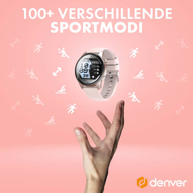 Denver Smartwatch - Android & iOS - Volledige Belfunctie - Amoled Display - Sporthorloge - Hartslagmeter - SWC392RO