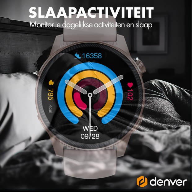 Denver Smartwatch - Android & iOS - Volledige Belfunctie - Amoled Display - Sporthorloge - Hartslagmeter - SWC392RO