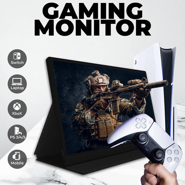 Denver Portable Monitor 15.6 Inch - Full HD - IPS Display - Draagbare Gaming Monitor - HDMI - USB-C - PMO15601