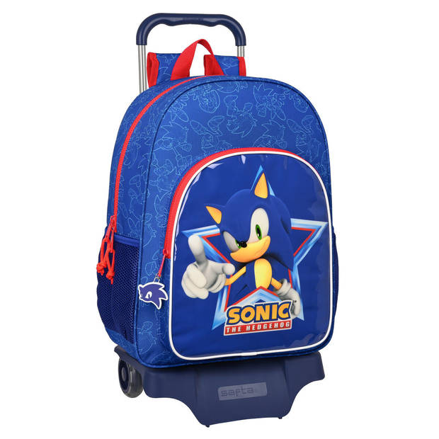 Schoolrugzak met Wielen Sonic Let's roll Marineblauw 33 x 42 x 14 cm