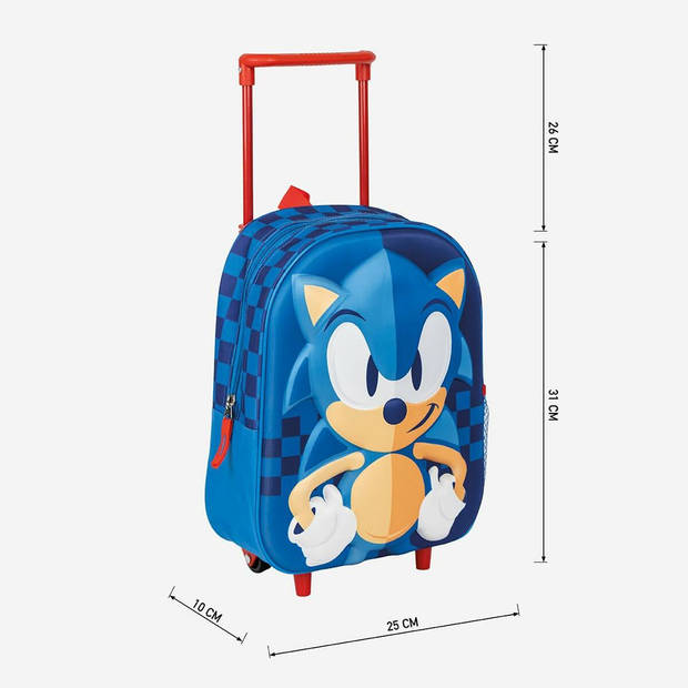 Schoolrugzak met Wielen Sonic Blauw 25 x 31 x 10 cm