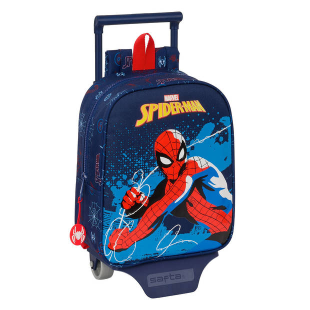 Schoolrugzak met Wielen Spider-Man Neon Marineblauw 22 x 27 x 10 cm