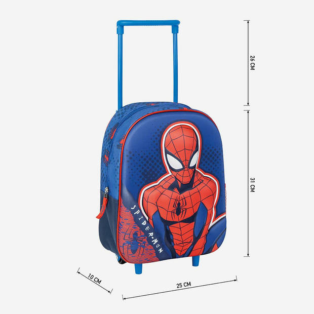 Marvel Spiderman rugzak voor kinderen - blauw - 25 x 10 x 31 cm - rugzak met ingebouwde trolley - Rugzak - kind