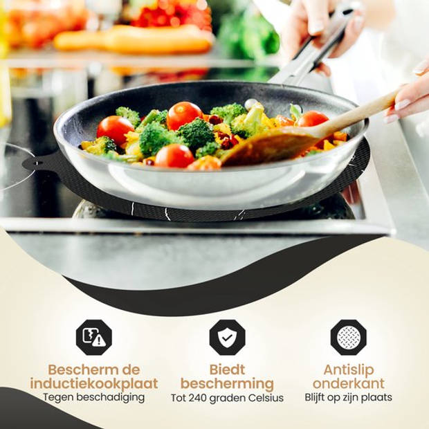 Keukenvriend © - Stijlvolle Inductie Beschermer tot 260ºC – Marmerlook - Afdekplaat voor kookplaat