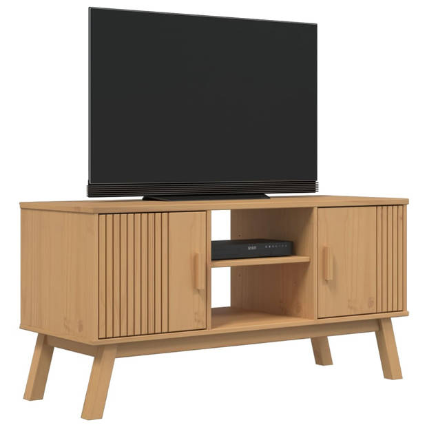 vidaXL Tv-meubel OLDEN 114x43x57 cm massief grenenhout bruin