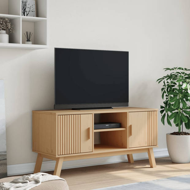 vidaXL Tv-meubel OLDEN 114x43x57 cm massief grenenhout bruin