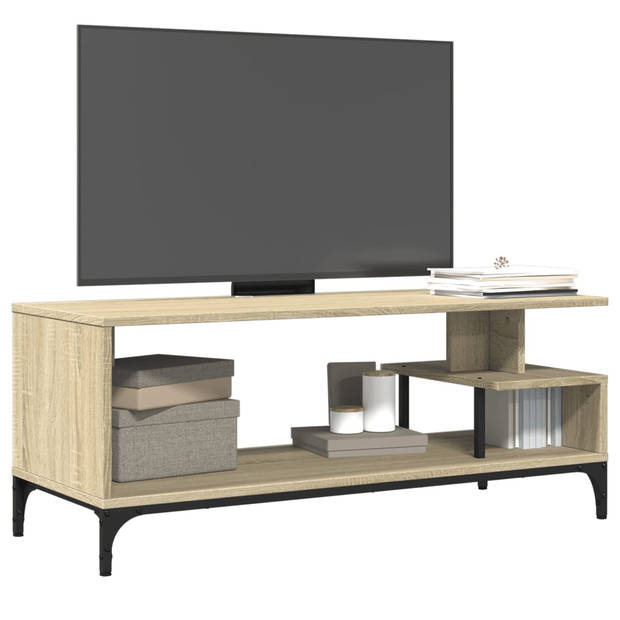 vidaXL Tv-meubel 102x40x41 cm hout en gepoedercoat staal sonoma eiken