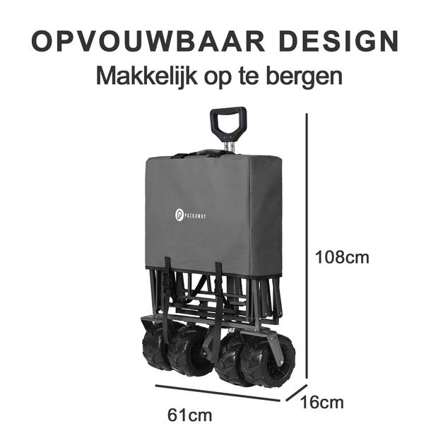 Packaway XL Opvouwbare Bolderkar Heavy Duty van Wasbaar Polyester tot 80KG – 98 x 45 cm – GRIJS