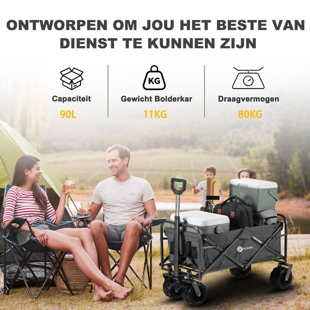 Packaway XL Opvouwbare Bolderkar Heavy Duty van Wasbaar Polyester tot 80KG – 98 x 45 cm – GRIJS