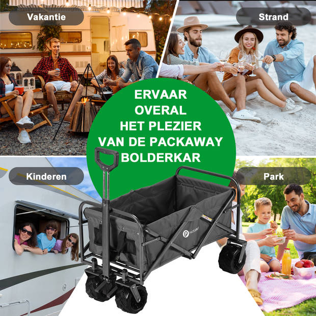 Packaway XL Opvouwbare Bolderkar Heavy Duty van Wasbaar Polyester tot 80KG – 98 x 45 cm – GRIJS