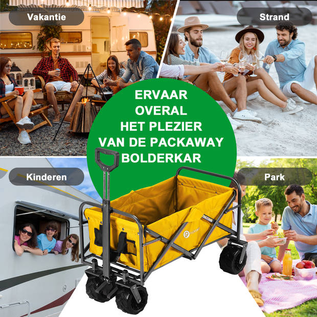 Packaway XL Opvouwbare Bolderkar Heavy Duty van Wasbaar Polyester tot 80KG – 98 x 45 cm – OKERGEEL