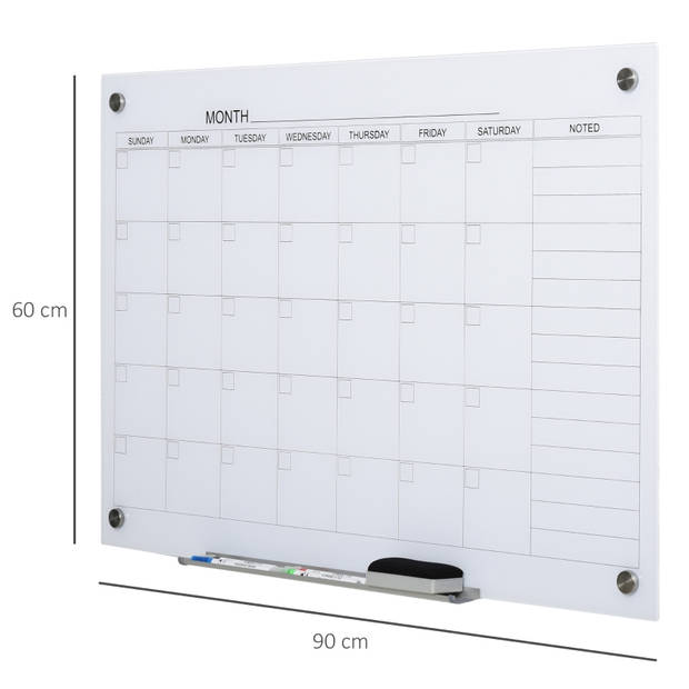 White board - Kalender - Maandplanner - Agenda - 90 x 60 cm