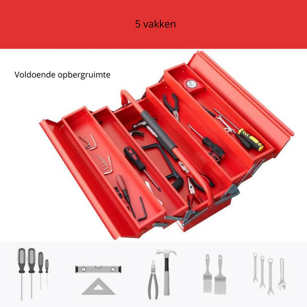 Gereedschapskoffers - Gereedschapskist - Opbergbox gereedschap - Rood -rood 56 x 20 x 41 cm