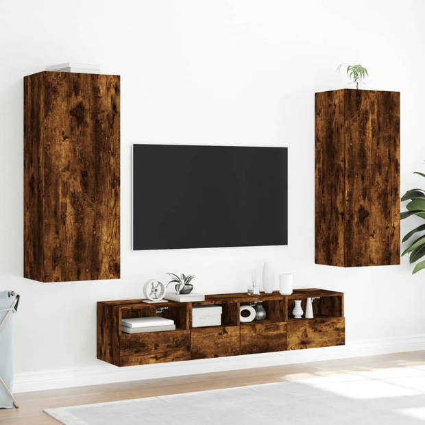 vidaXL Tv-wandmeubel 40,5x30x102 cm bewerkt hout gerookt eikenkleurig