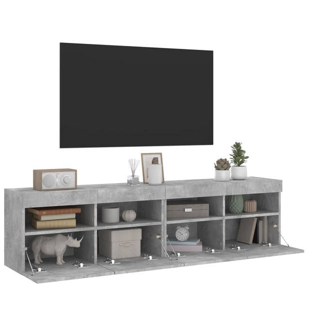 vidaXL Tv-wandmeubels met LED 2 st 80x30x40 cm betongrijs