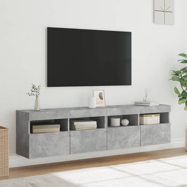 vidaXL Tv-wandmeubels met LED 2 st 80x30x40 cm betongrijs