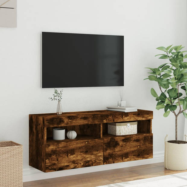 vidaXL Tv-wandmeubel met LED-verlichting 100x30x40 cm gerookt eiken