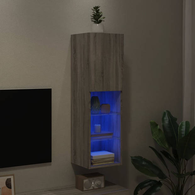 vidaXL Tv-meubel met LED-verlichting 30,5x30x102 cm grijs sonoma eiken