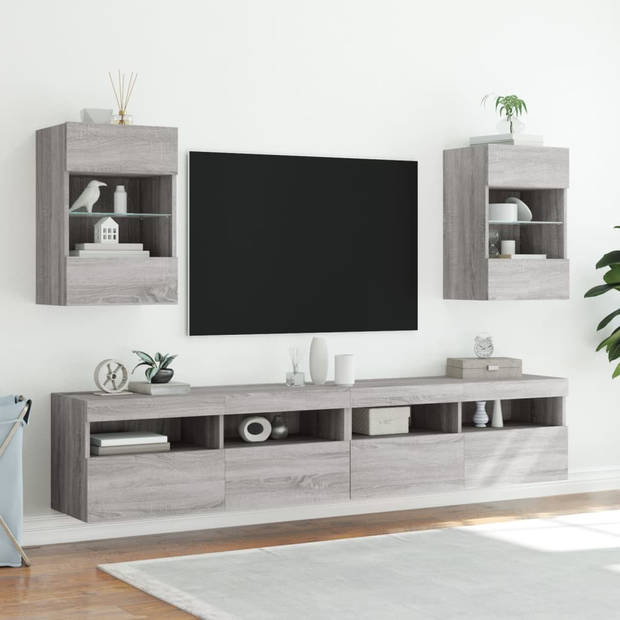 vidaXL Tv-wandmeubel met LED-verlichting 40x30x60,5 cm grijs sonoma