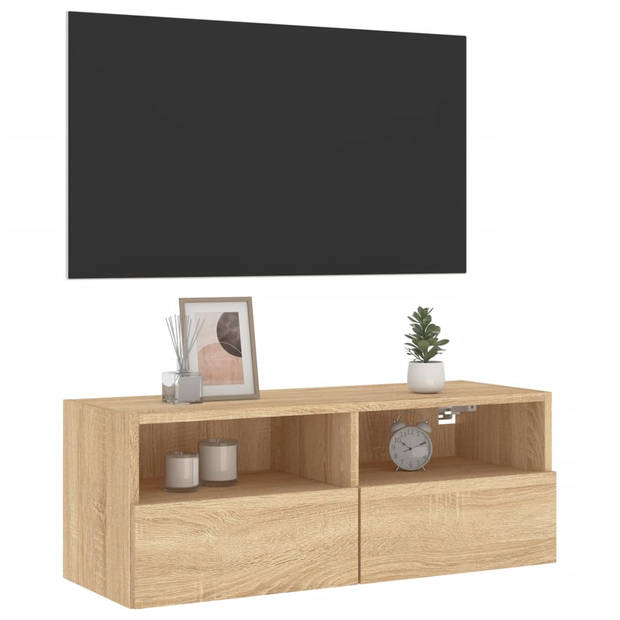 vidaXL Tv-wandmeubel 80x30x30 cm bewerkt hout sonoma eikenkleurig