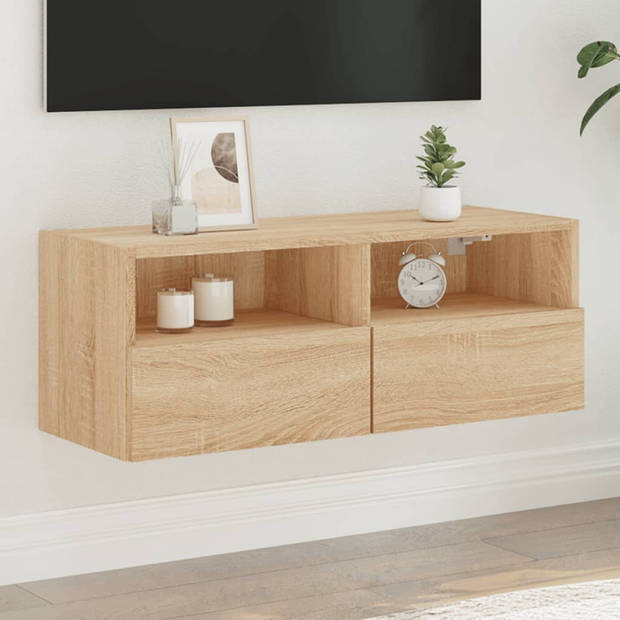 vidaXL Tv-wandmeubel 80x30x30 cm bewerkt hout sonoma eikenkleurig