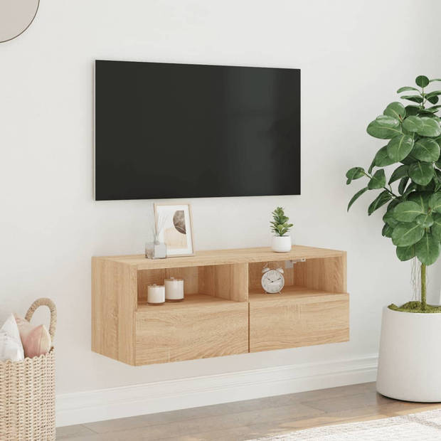 vidaXL Tv-wandmeubel 80x30x30 cm bewerkt hout sonoma eikenkleurig