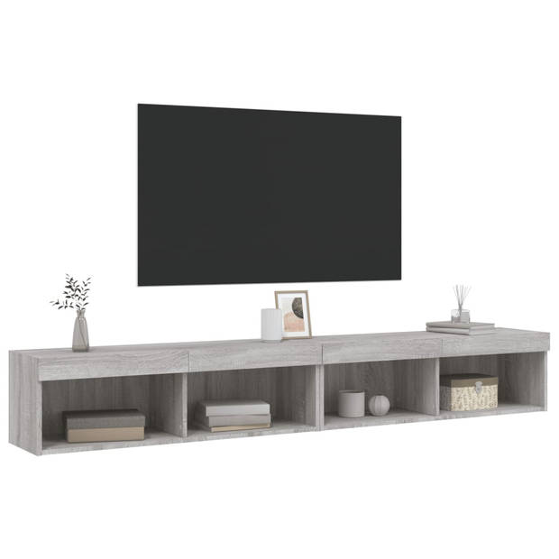 vidaXL Tv-meubels met LED-verlichting 2 st 100x30x30 cm grijs sonoma