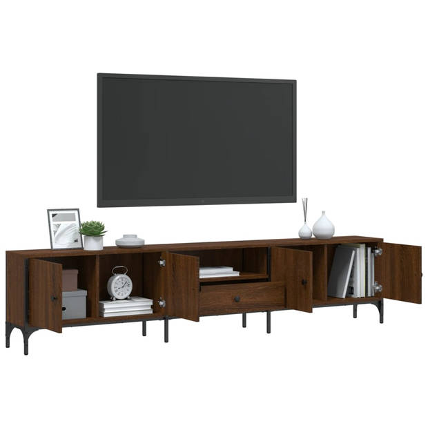 vidaXL Tv-meubel met lade 200x25x44 cm bewerkt hout bruin eikenkleur