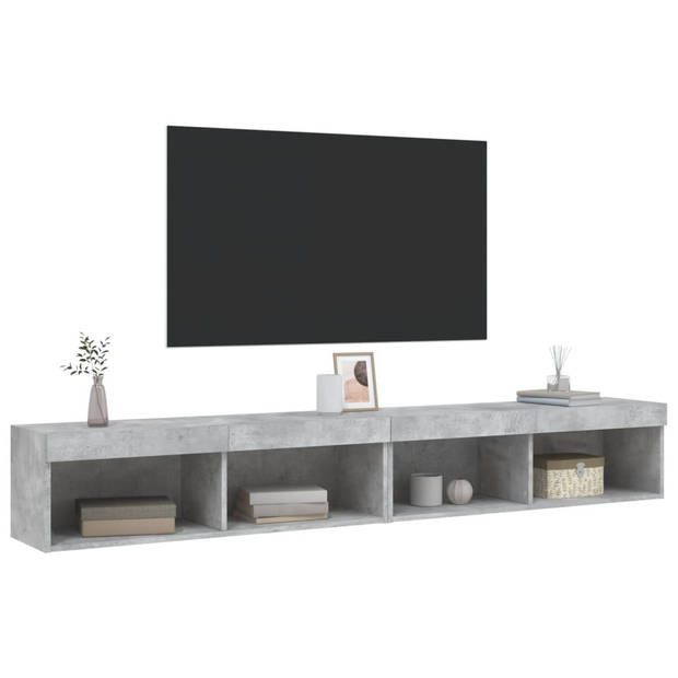 vidaXL Tv-meubels met LED-verlichting 2 st 100x30x30 cm betongrijs